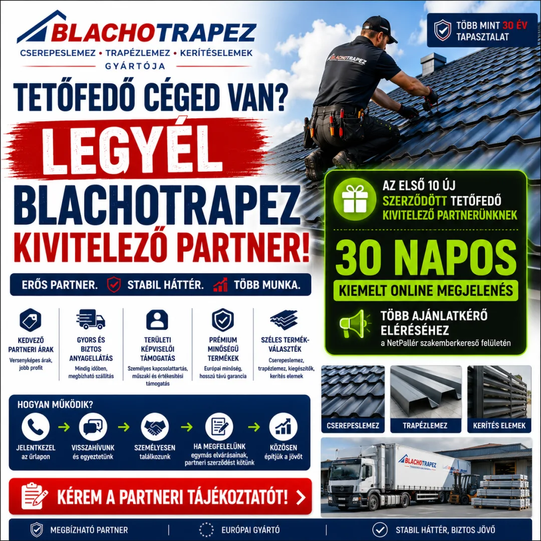 Legyél Blachotrapez kivitelező partner – kérd a partneri tájékoztatót